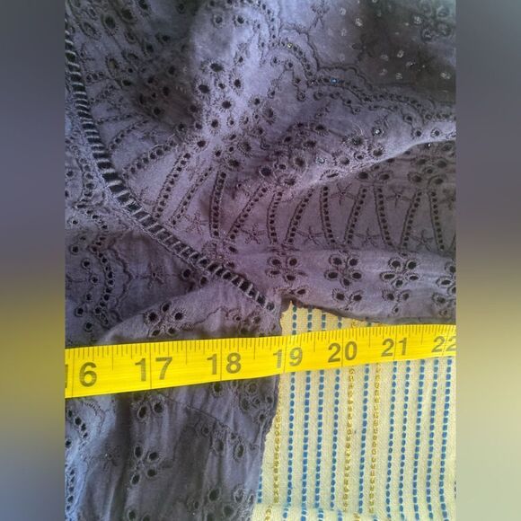 J CREW Dress Navy Blue Eyelet Embroidered Flutter Hem 100% Cotton Long Sleeve 8P - Picture 13 of 15